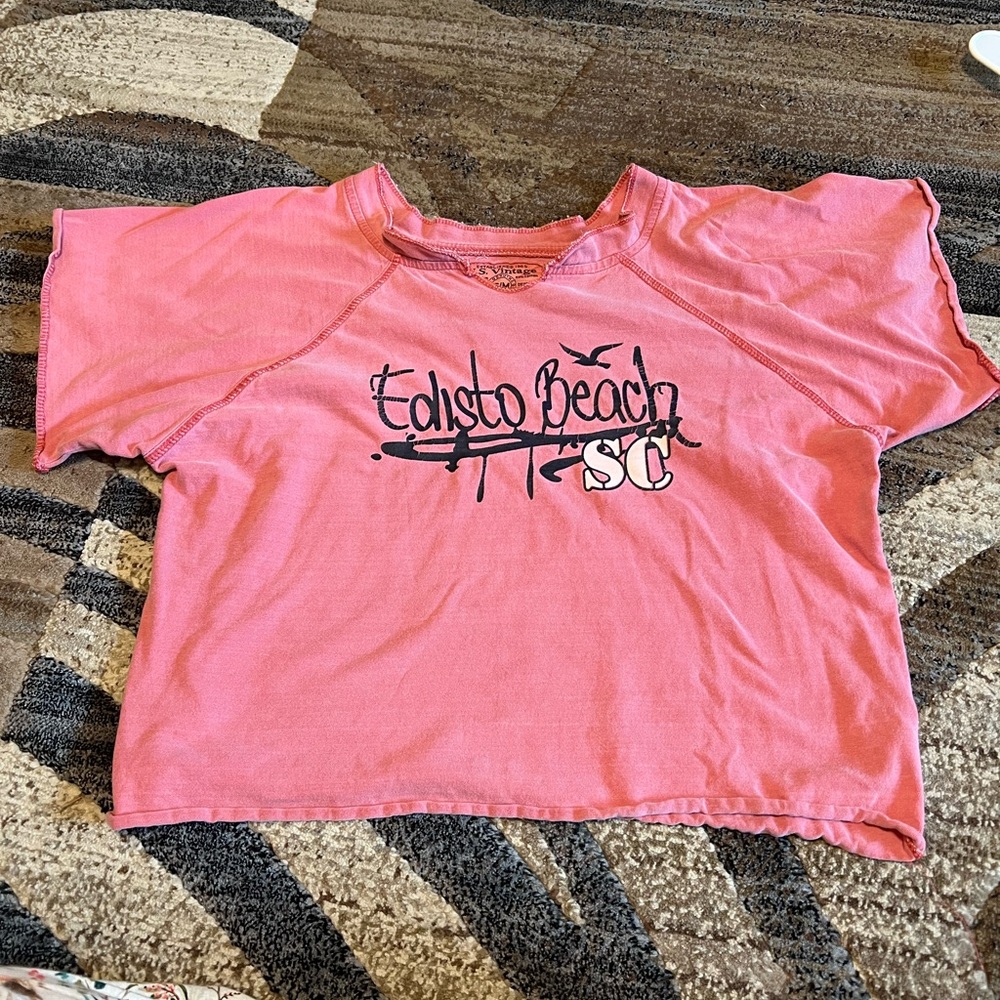 Pink Short Sleeve Tee with Enjoy Beach Graphic
